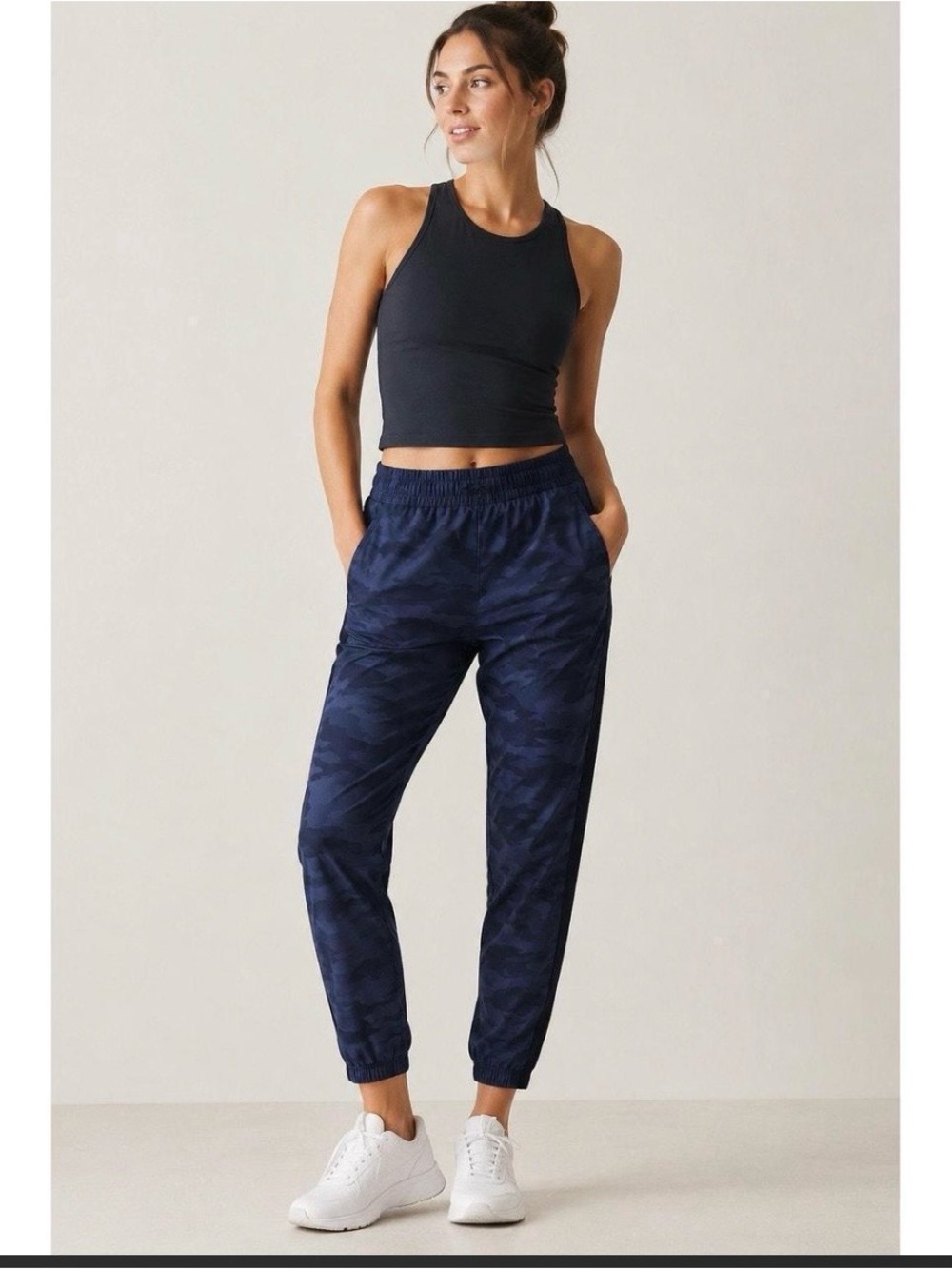 Athleta Brooklyn Textured Jogger Dress Blue Camo Activewear